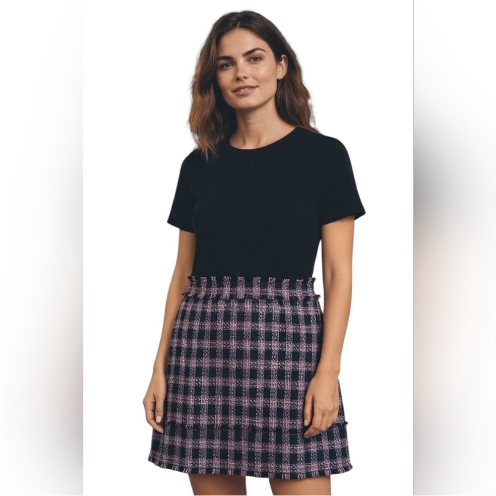 Ted Baker Navy and Pink Checkered Mini Dress